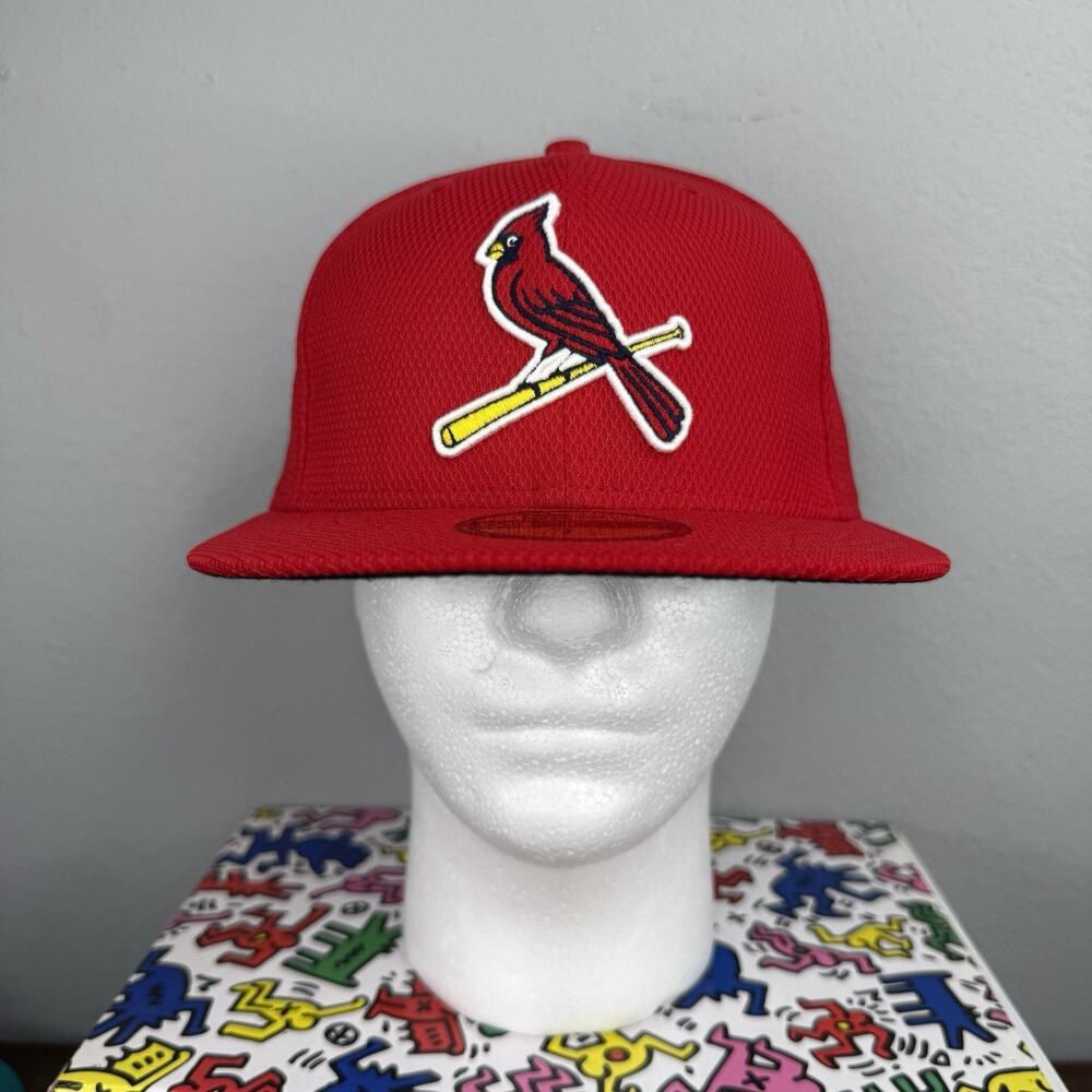 St Louis Cardinals New Era 59Fifty Mesh Fitted Cap Hat Red Size 7 1/4 On Field